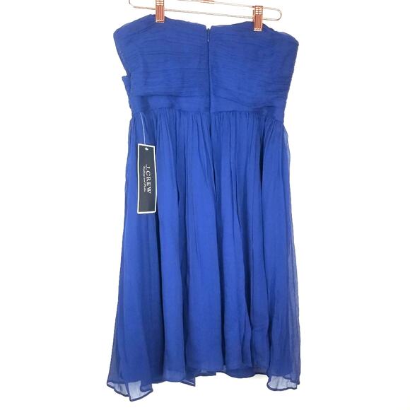 J. Crew | Blue Strapless Silk Dress 4 Royal New! - Picture 2 of 9